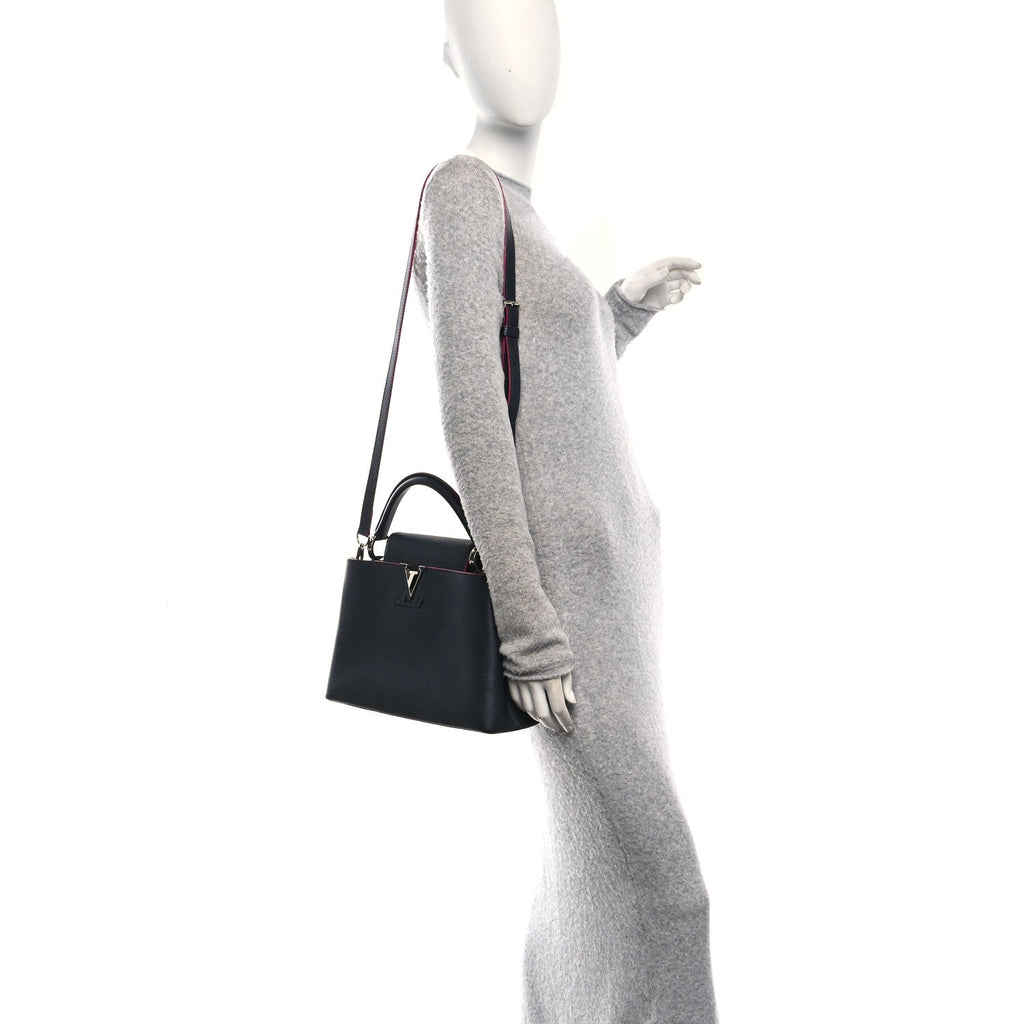 Louis Vuitton Taurillon Capucines PM Black Fuchsia