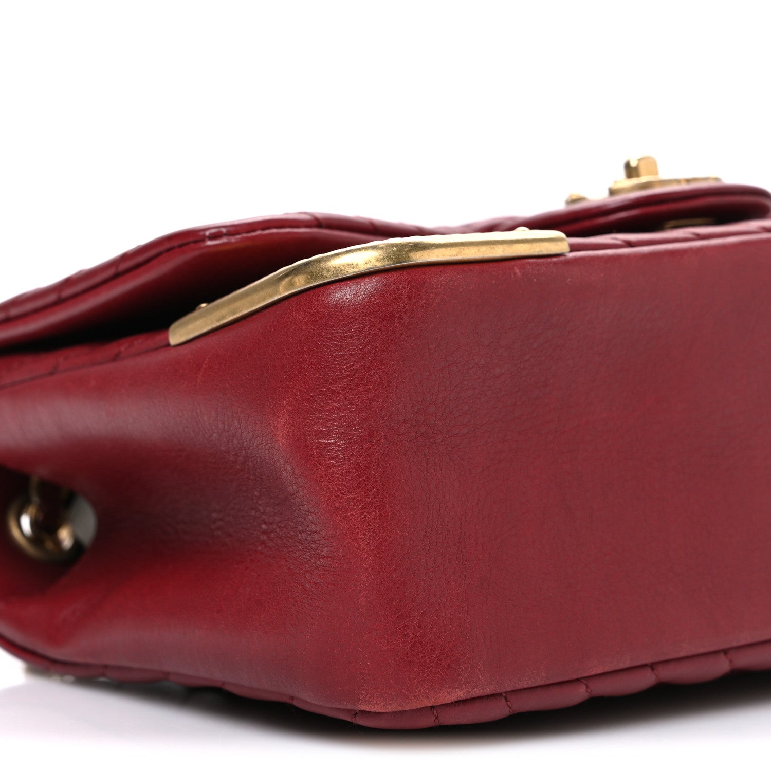 Chanel Calfskin Chevron Quilted Mini Rock The Corner Flap Red