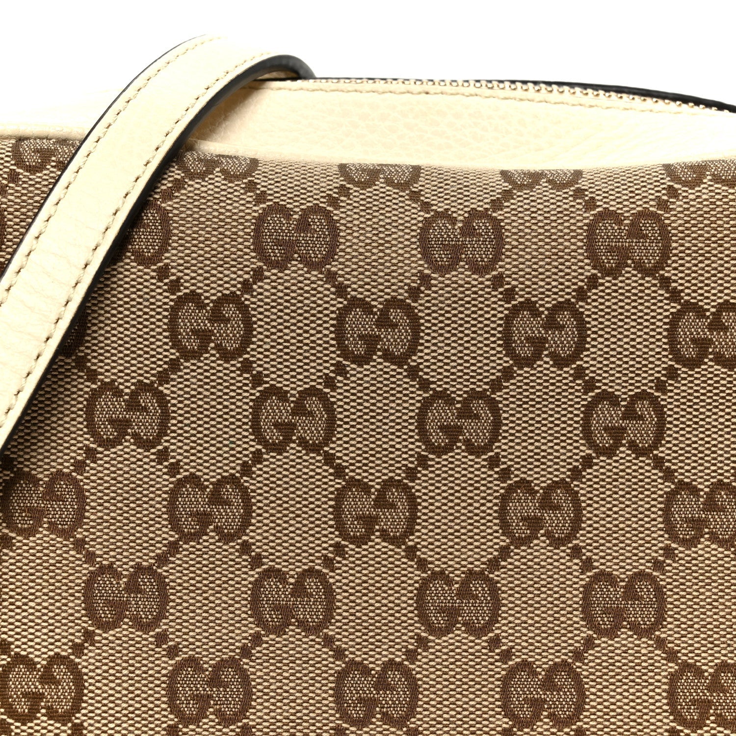 Gucci Monogram Dollar Calfskin Mini Bree Messenger Bag Beige Ebony Avoire