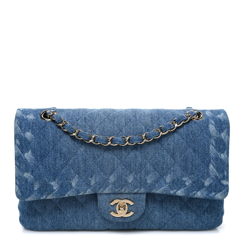 Chanel Denim Quilted Medium Double Flap Blue