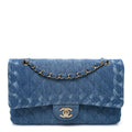 Chanel Denim Quilted Medium Double Flap Blue