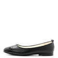 Lambskin Patent Calfskin Cap Toe Ankle Chain Ballerina Flats 39 Black