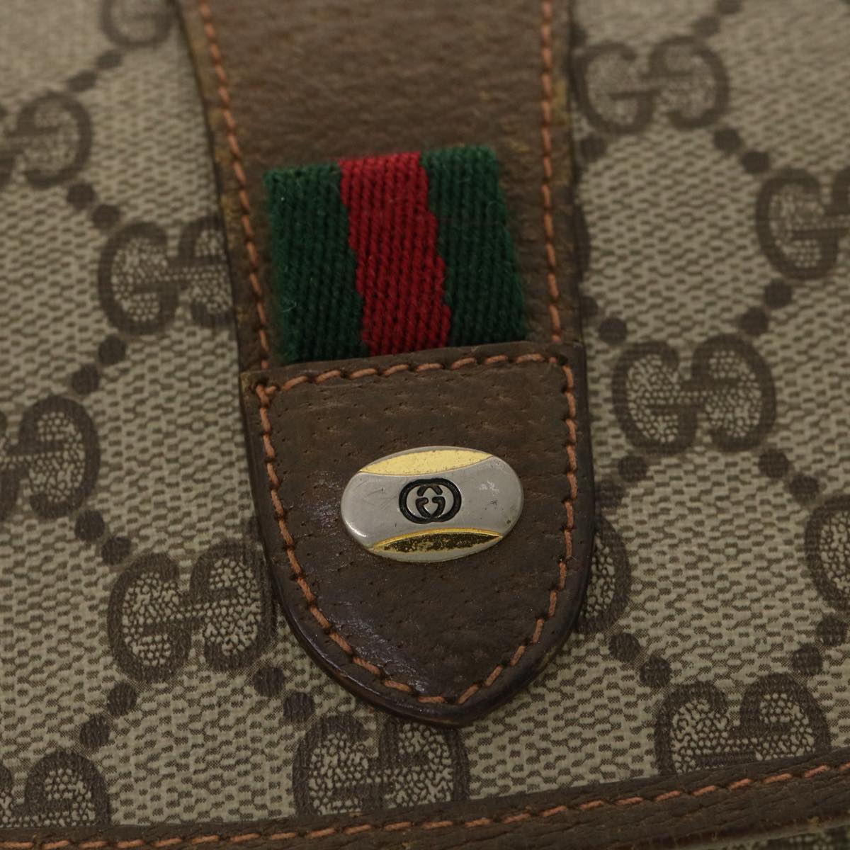 GUCCI GG Canvas Web Sherry Line Clutch Bag Beige Red Green 89.01.030  39241