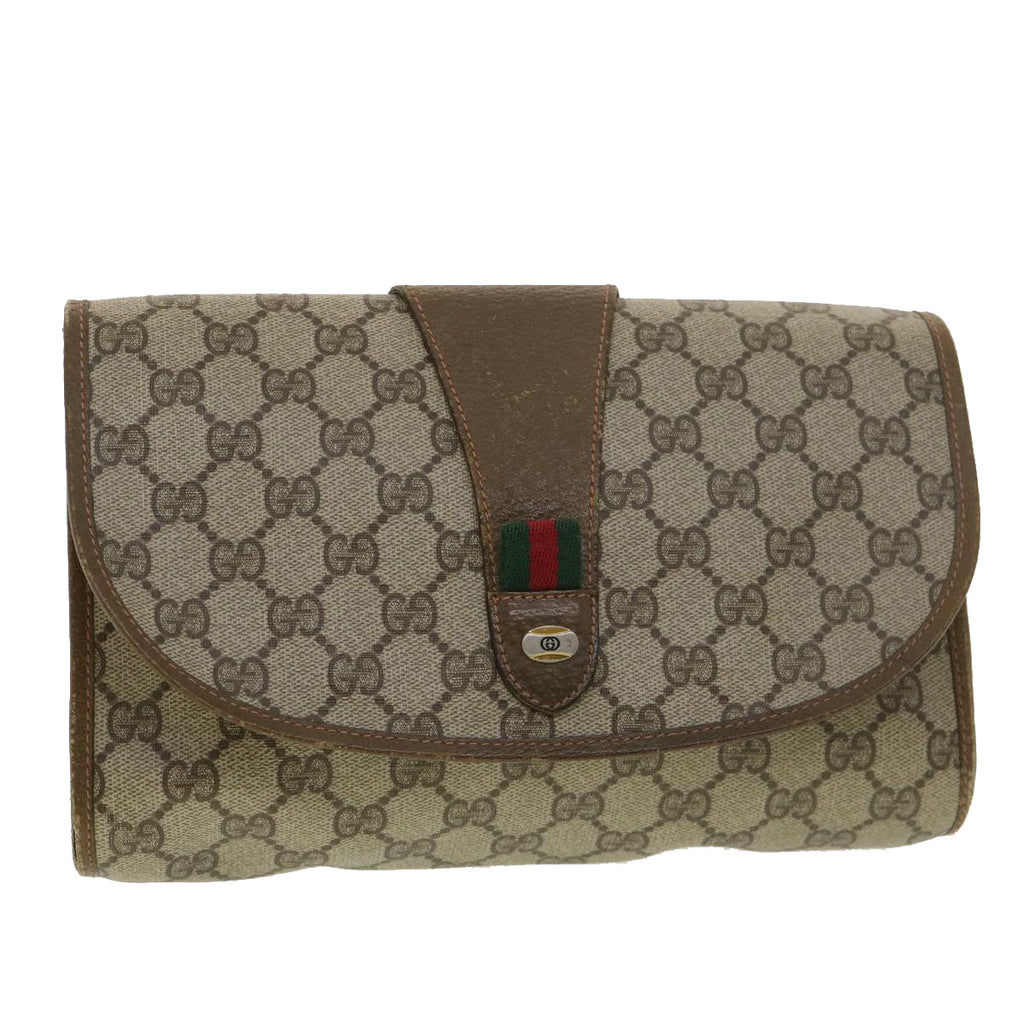 GUCCI GG Canvas Web Sherry Line Clutch Bag Beige Red Green 89.01.030  39241