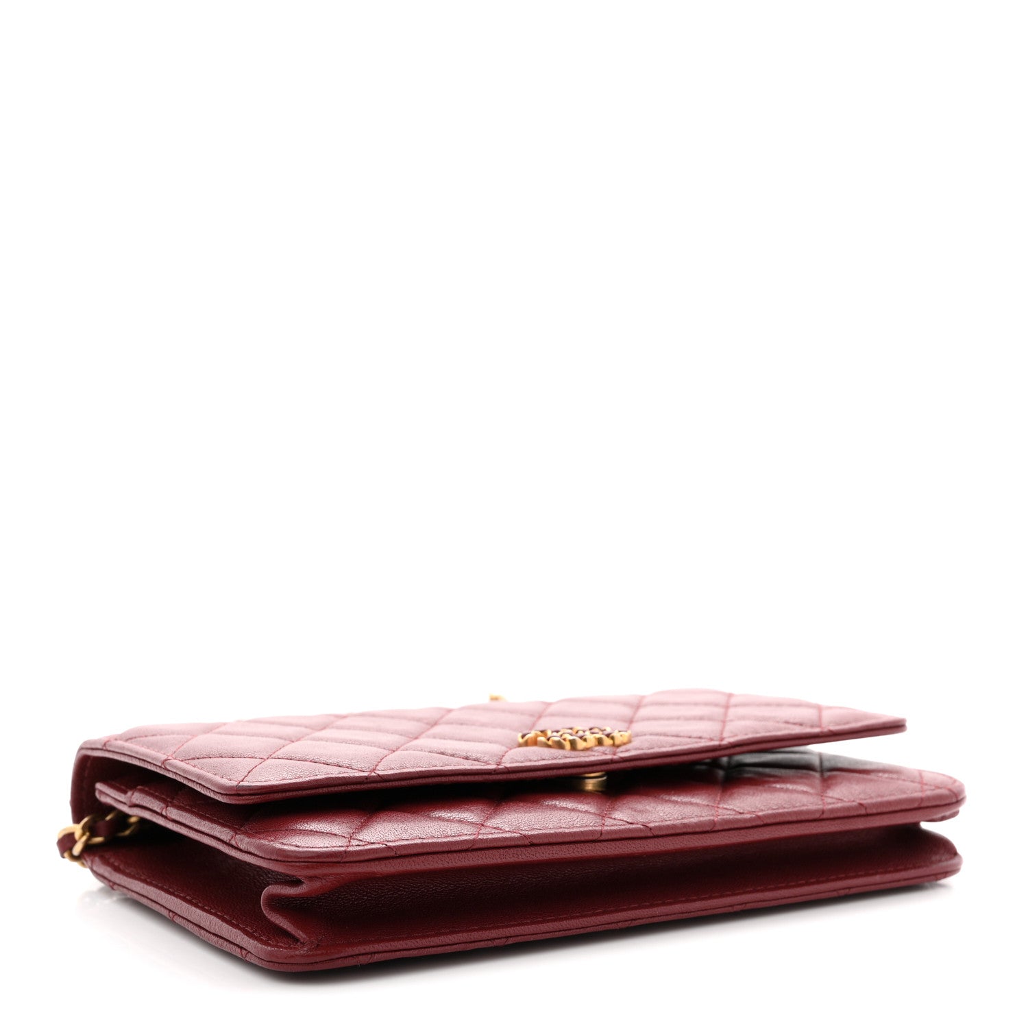 Chanel Lambskin Quilted Infinity Wallet On Chain WOC Burgundy