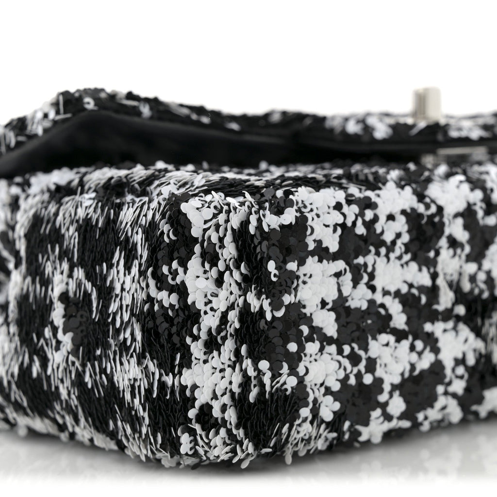 Chanel Sequin Houndstooth Small Flap Black White