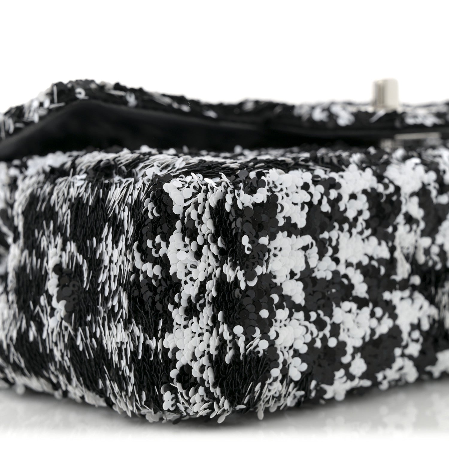 Chanel Sequin Houndstooth Small Flap Black White