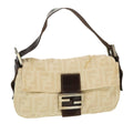 FENDI Zucca Canvas Mamma Baguette Shoulder Bag Beige 33492 26424 008 Auth 39285
