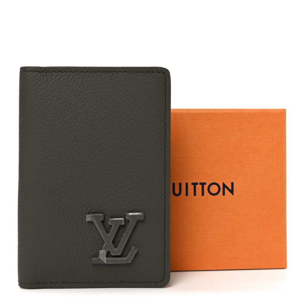 Louis Vuitton Grained Calfskin Aerogram Pocket Organizer Khaki