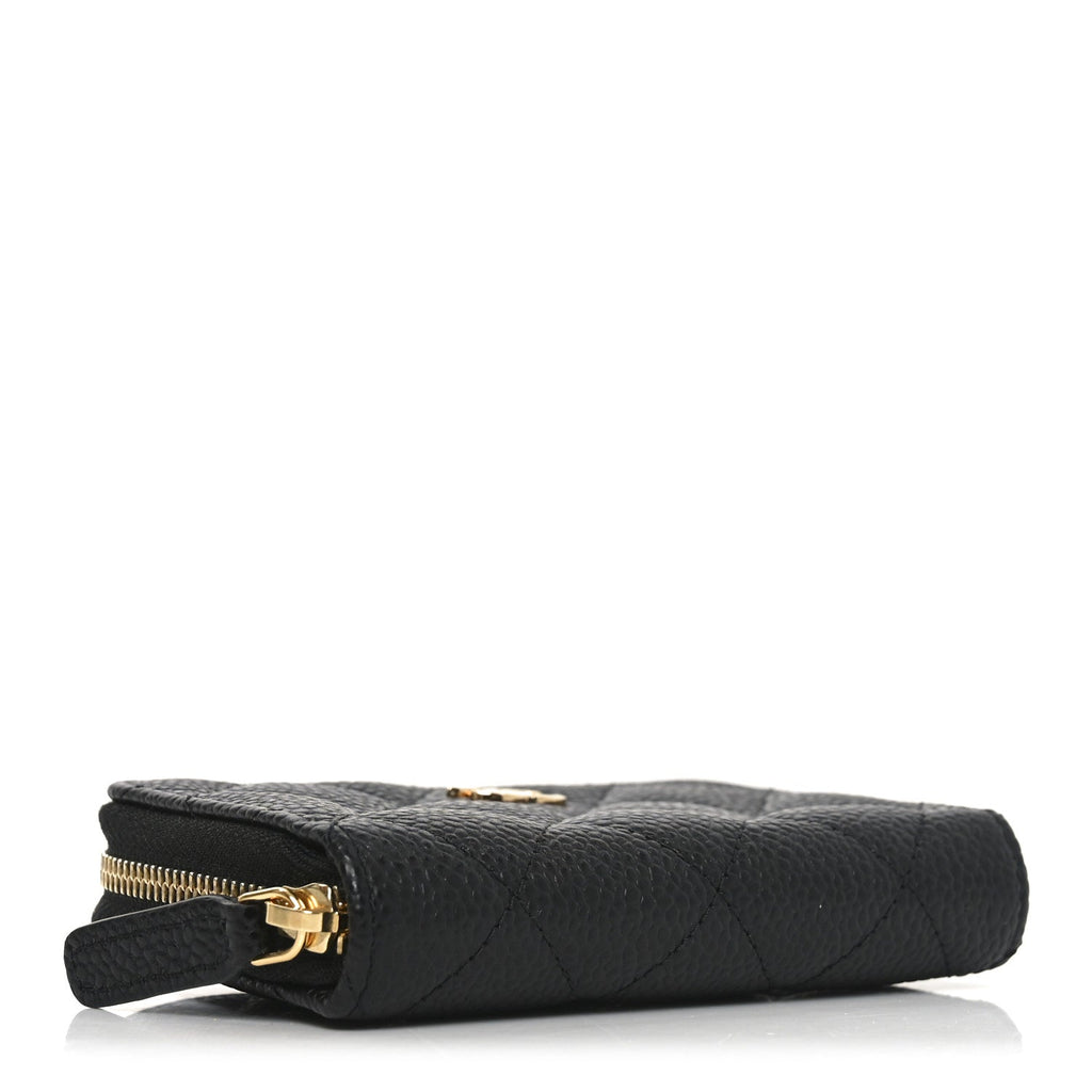 Caviar Quilted Zip Coin Purse Black