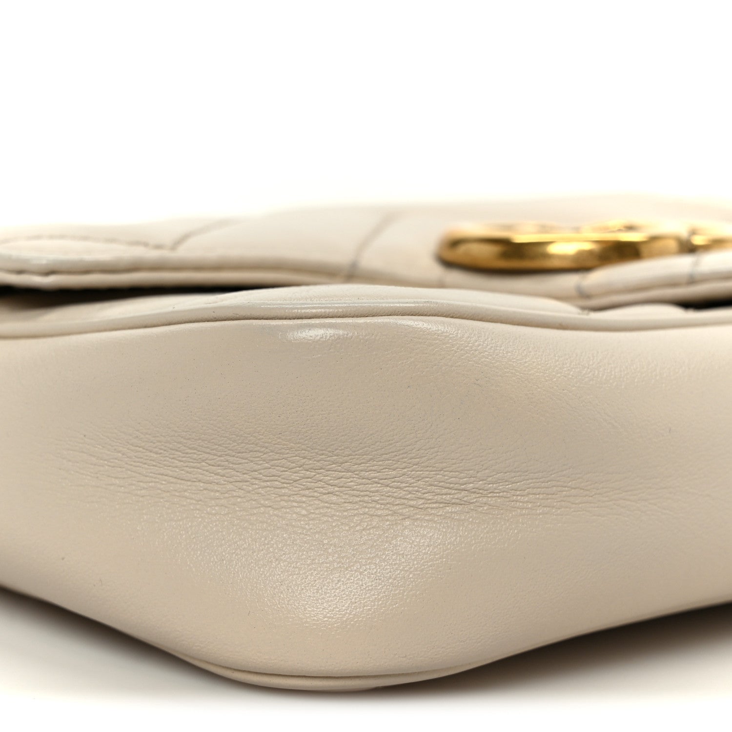 Gucci Calfskin Matelasse Super Mini GG Marmont Shoulder Bag White