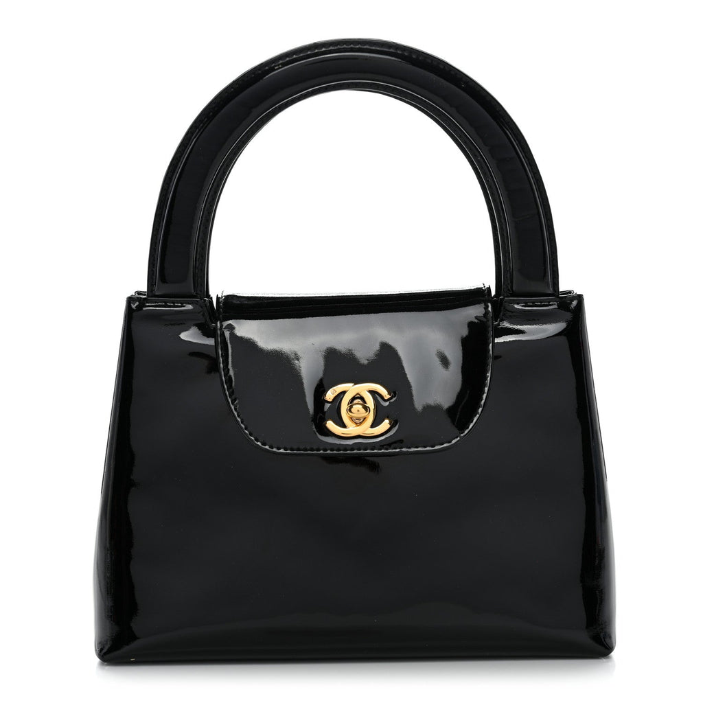 Chanel Patent Small Kelly Flap Bag Black