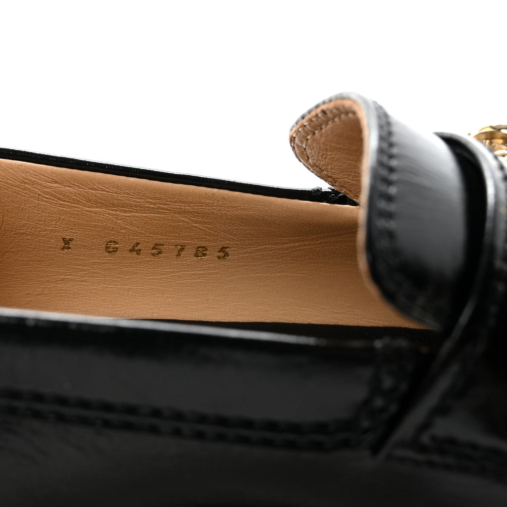 Calfskin Enamel Charms Mocassin Loafers 35.5 Black