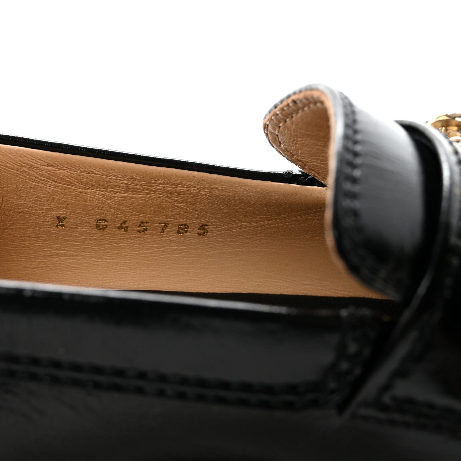 Calfskin Enamel Charms Mocassin Loafers 35.5 Black