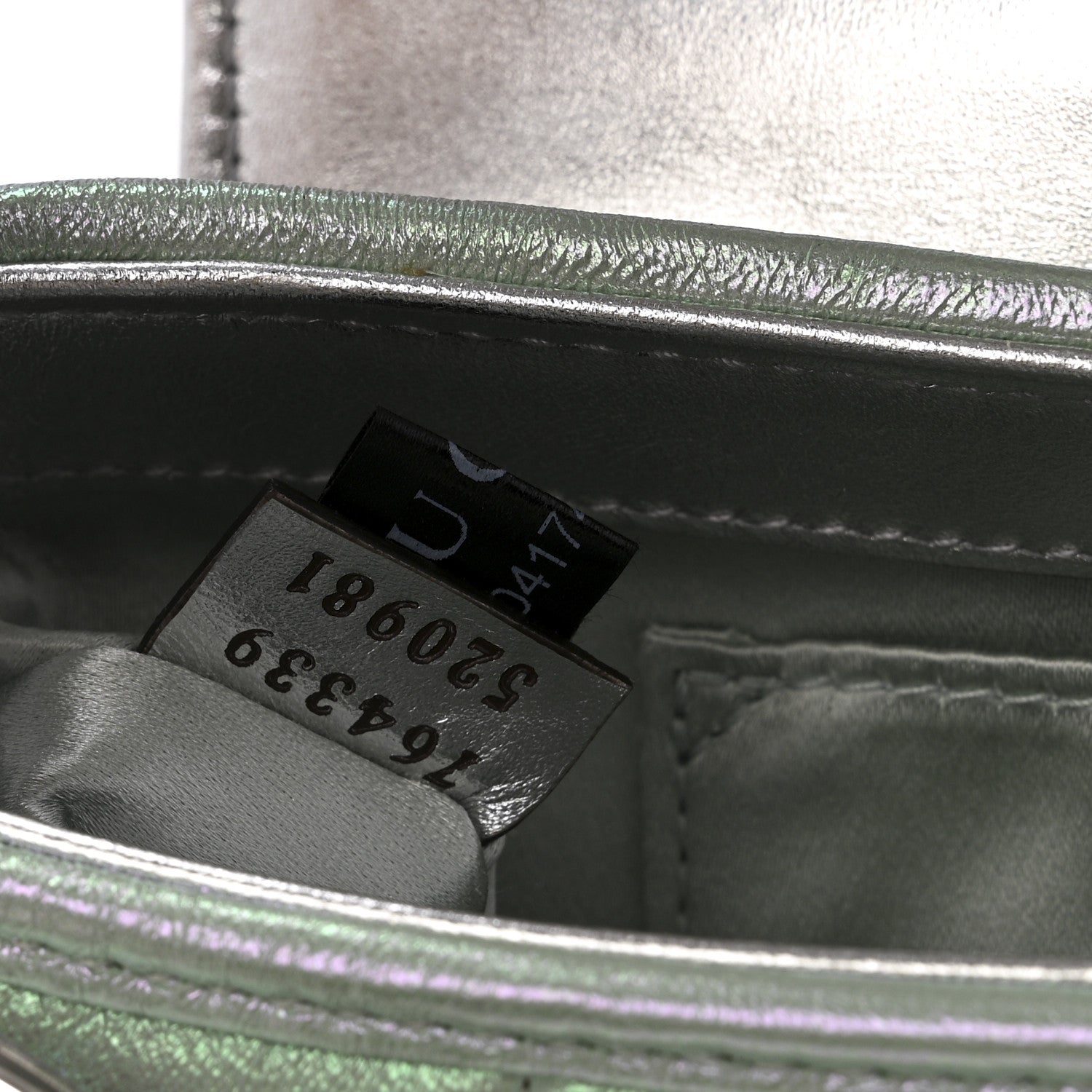 Gucci Iridescent Nappa Vertical Matelasse Small Maxi Horsebit Chain Shoulder Bag Iridescent Salvy Green