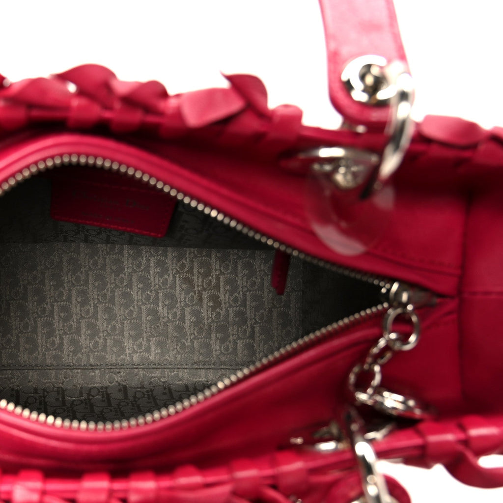Christian Dior Lambskin Cannage Bow Medium Lady Dior Fuchsia