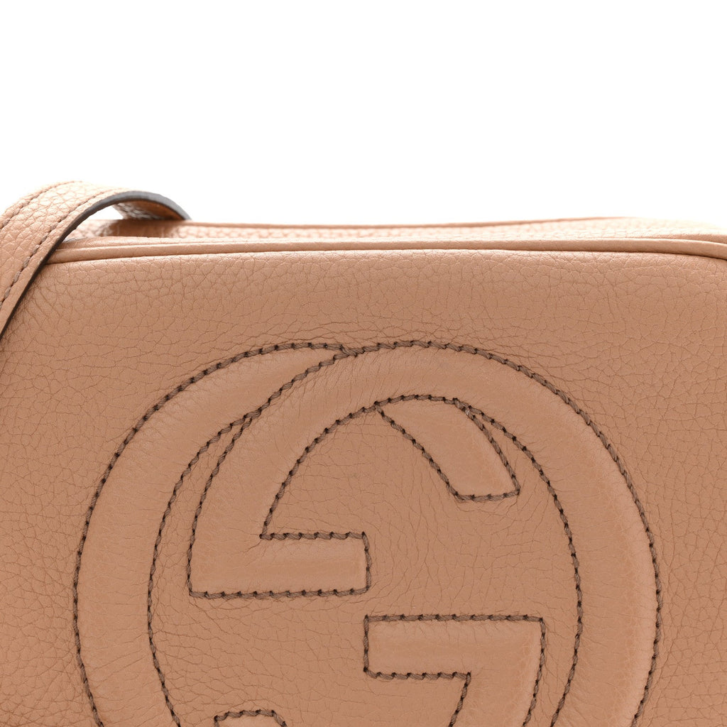 Gucci Pebbled Calfskin Small Soho Disco Bag Camelia