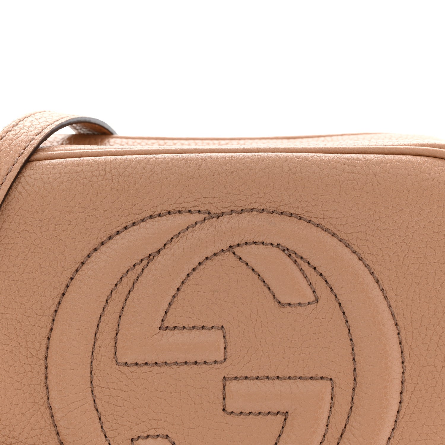 Gucci Pebbled Calfskin Small Soho Disco Bag Camelia