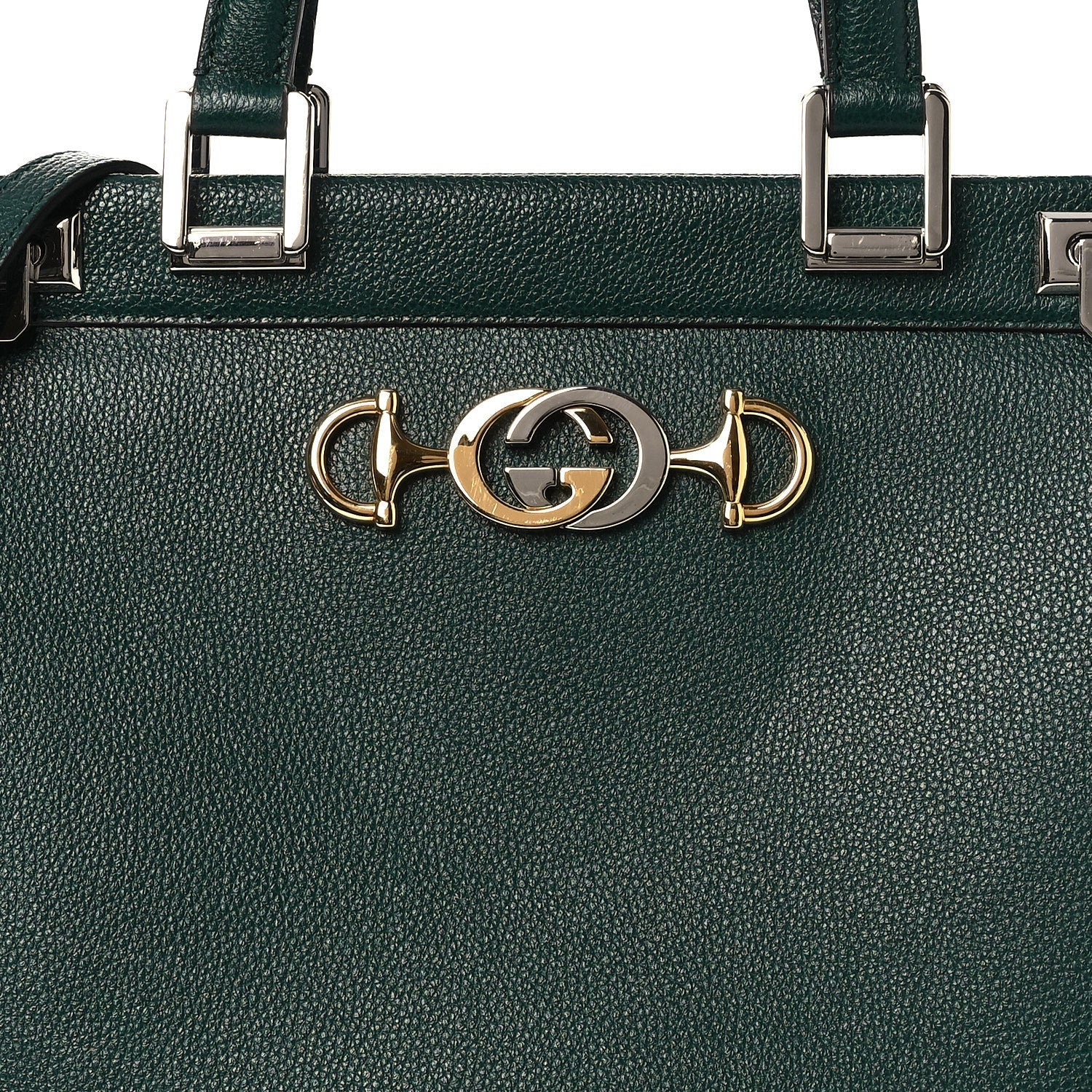 Gucci Grainy Calfskin Medium Zumi Top Handle Bag Vintage Green