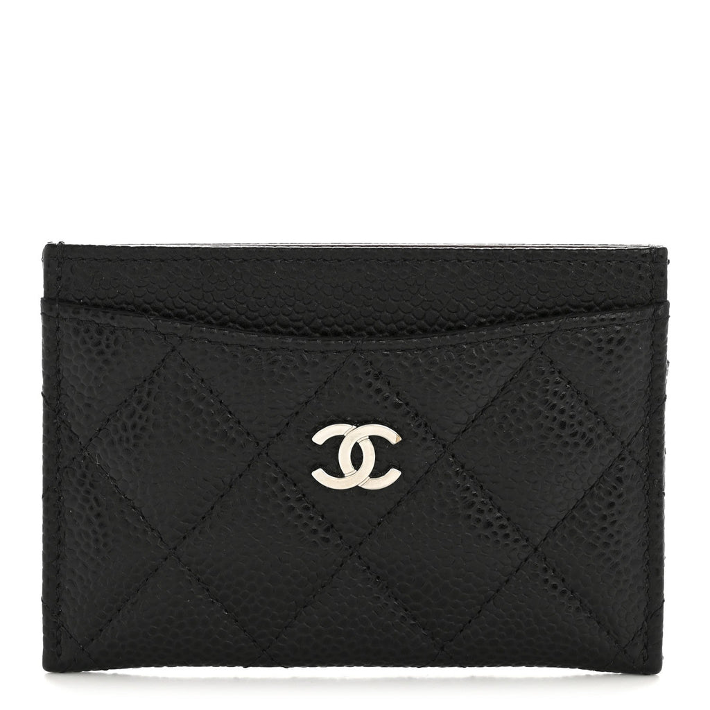 Caviar Quilted Card Holder Black