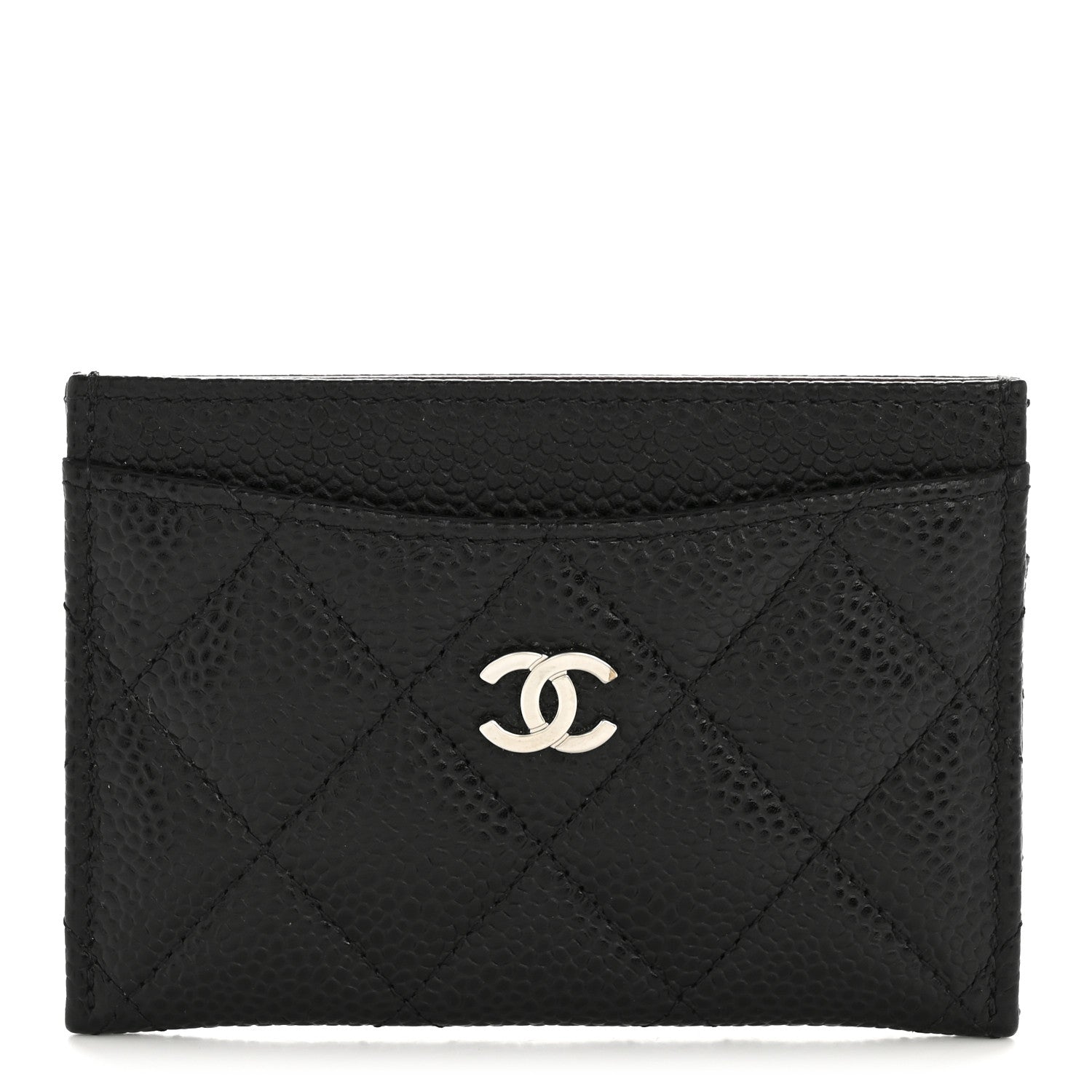 Caviar Quilted Card Holder Black