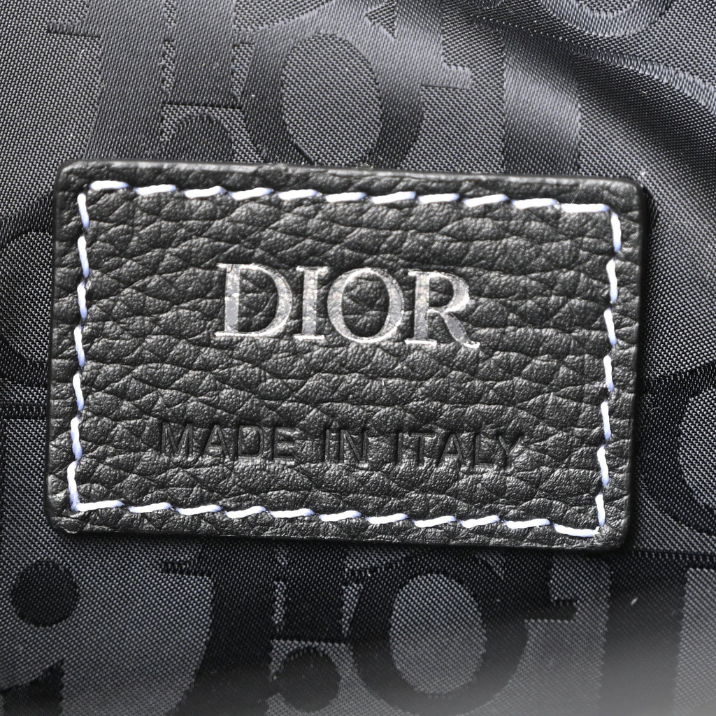 Christian Dior Grained Calfskin Saddle Drawstring Backpack Black