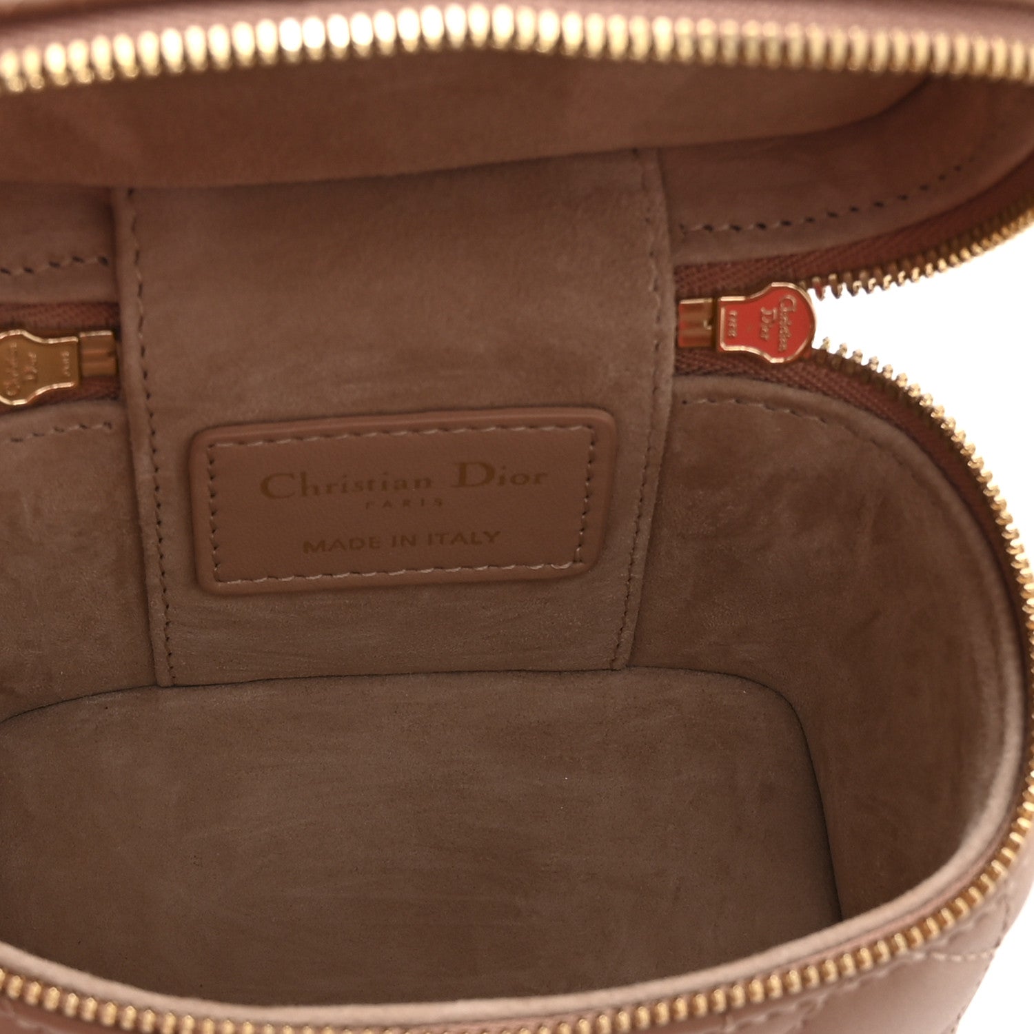 Christian Dior Lambskin Cannage Micro Lady Dior Vanity Case Rose Des Vents