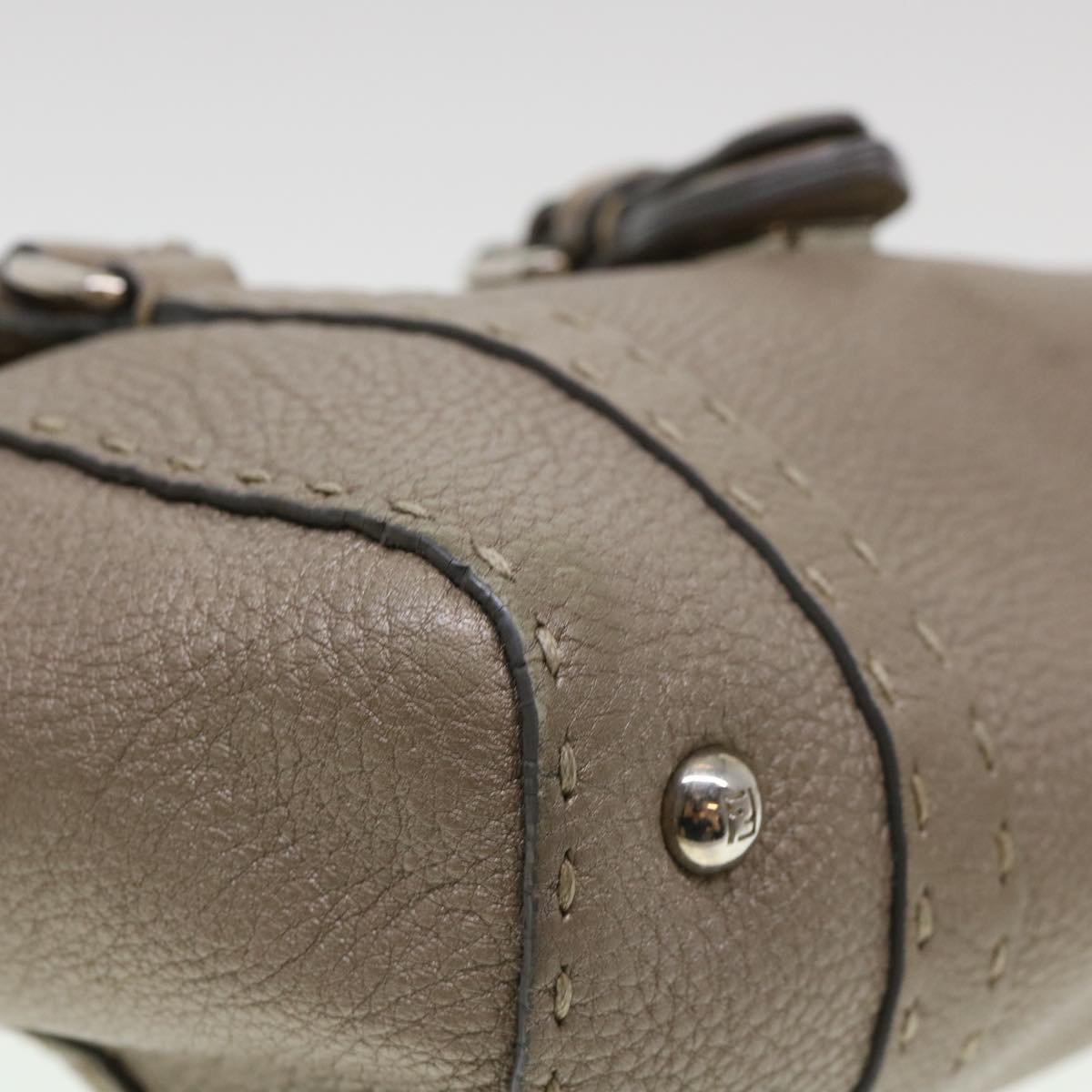 FENDI Hand Bag Leather Gray  39445