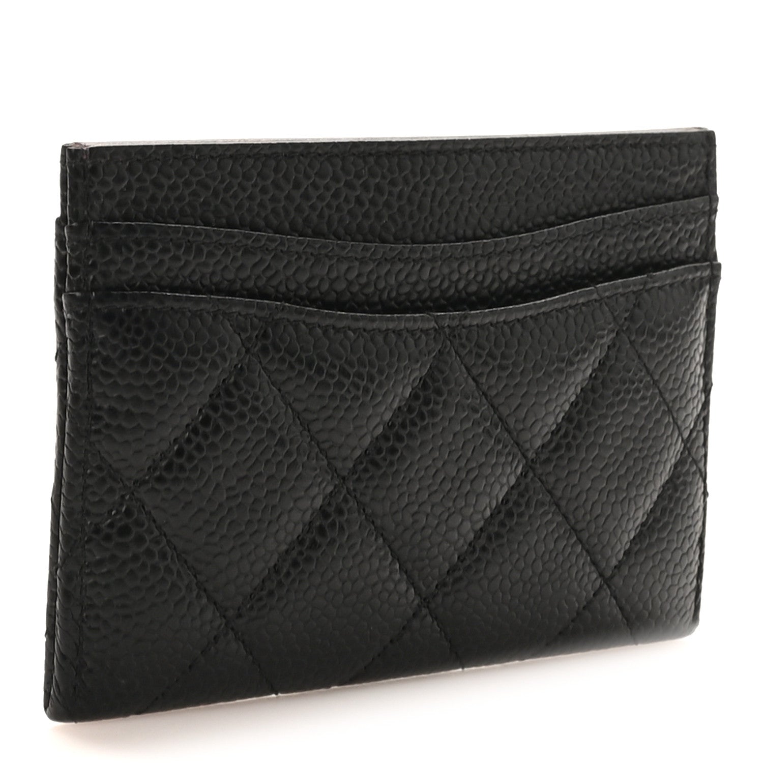 Caviar Quilted Card Holder Black
