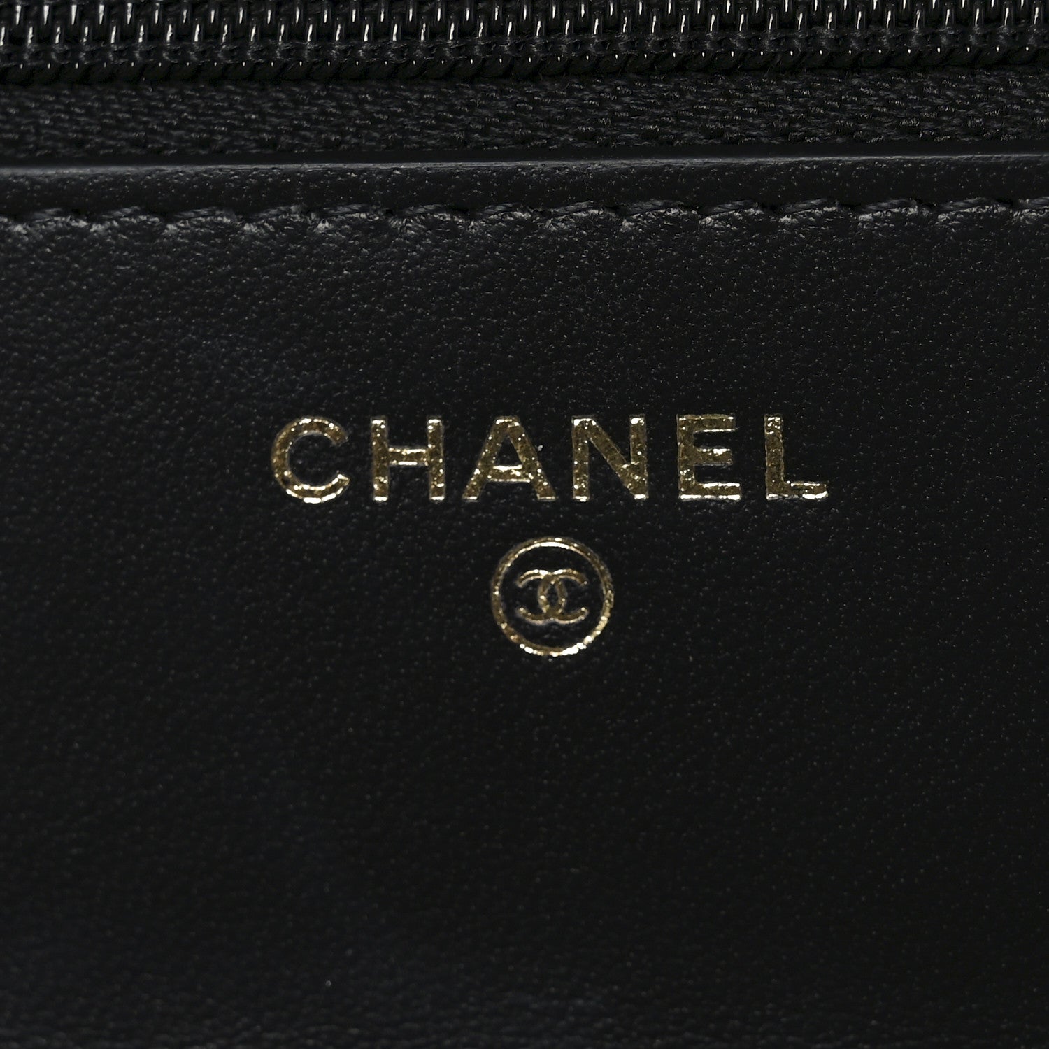 Chanel Lambskin Quilted Crystal Handle Wallet On Chain WOC Black