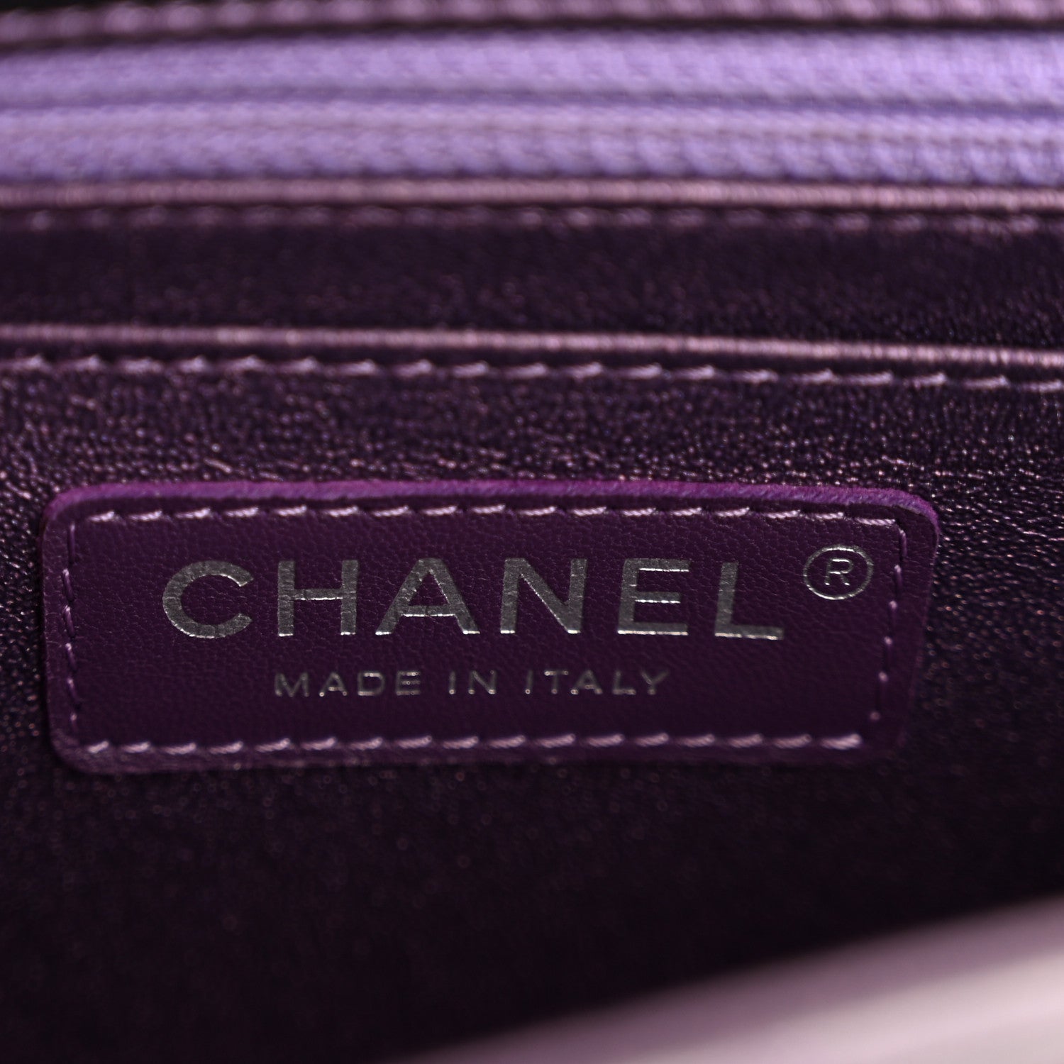 Chanel Iridescent Lambskin Quilted Mini Square Flap Dark Purple