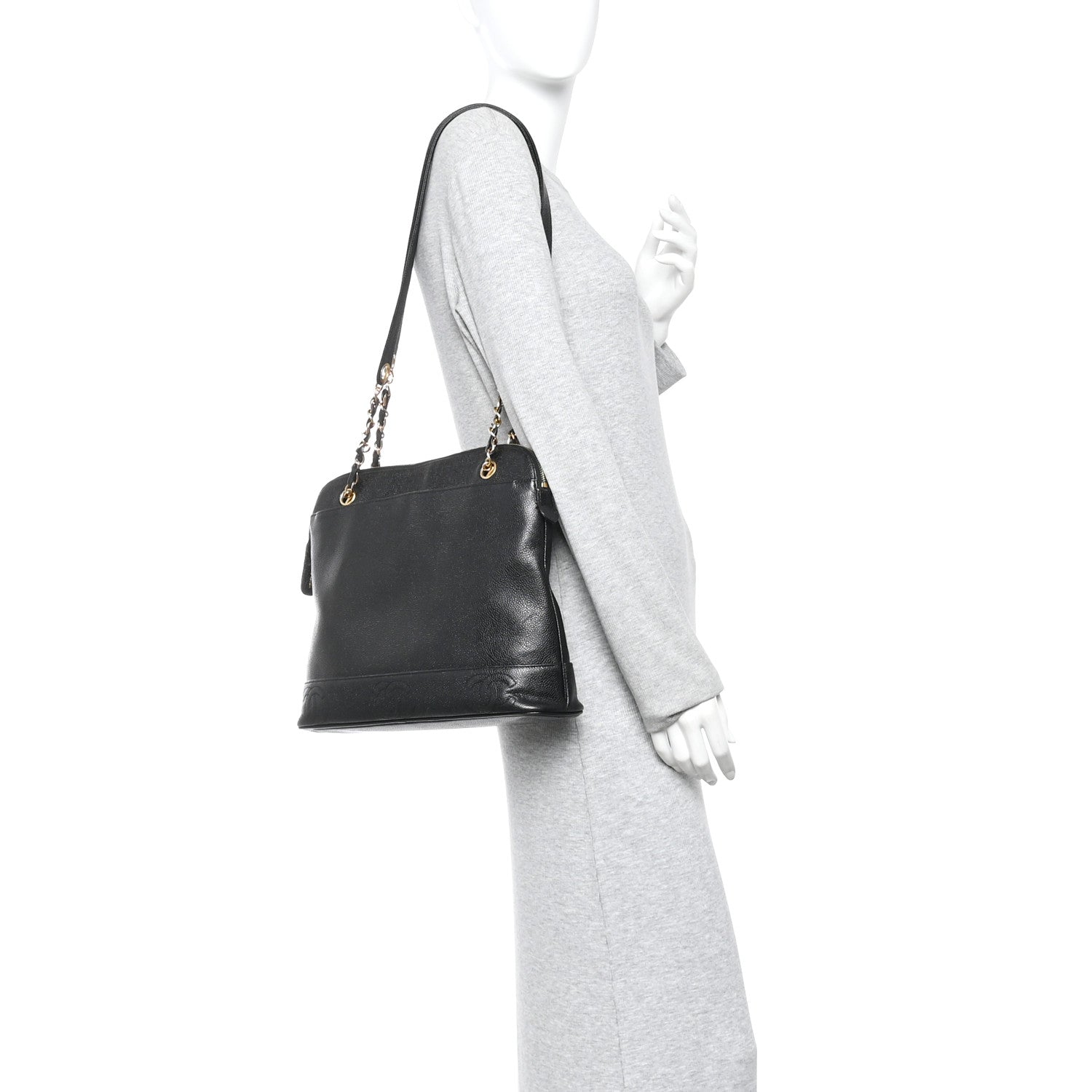 Chanel Caviar Triple CC Shoulder Bag Black