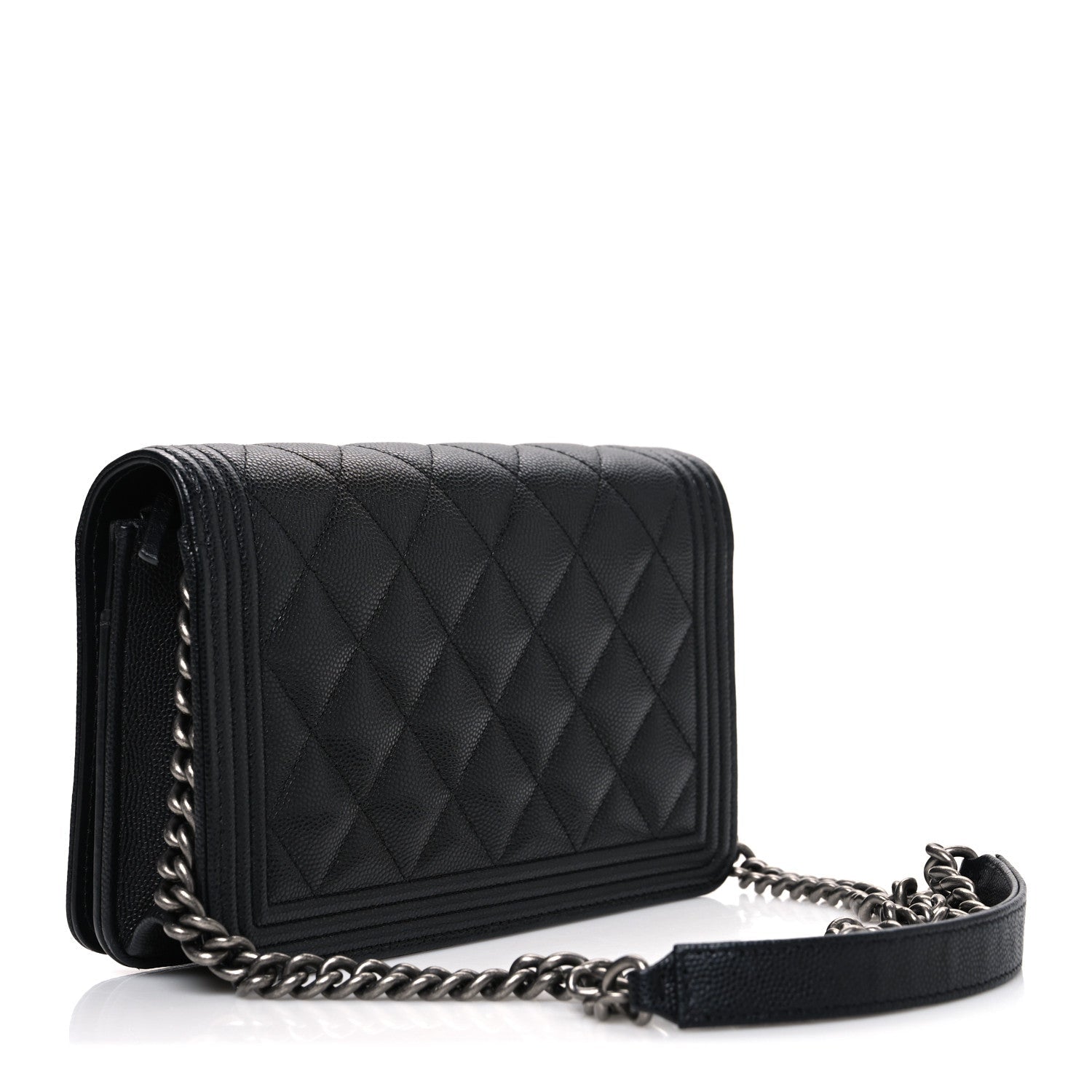 Chanel Caviar Quilted Boy Wallet On Chain WOC Black