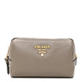 Prada Vitello Daino Cosmetic Pouch Argilla