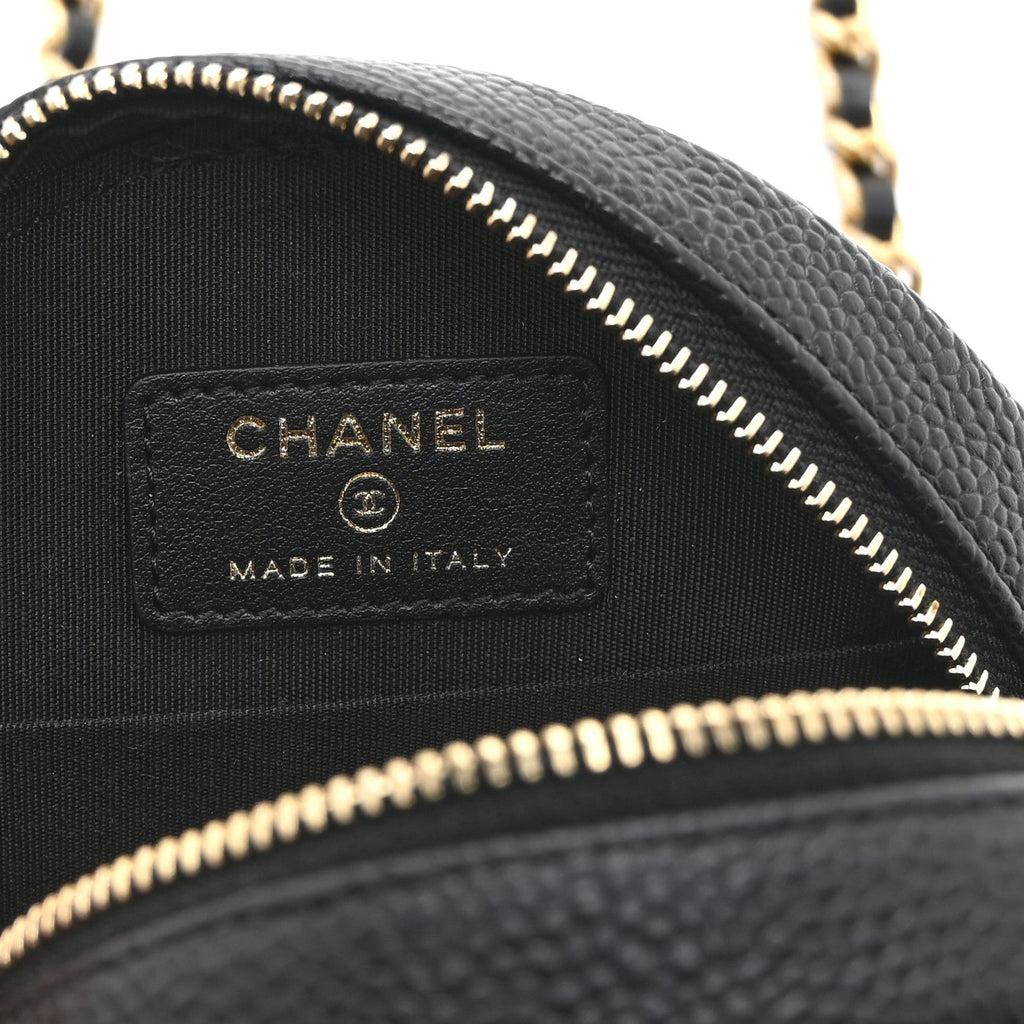 Chanel Caviar Quilted Round Filigree Crossbody Black