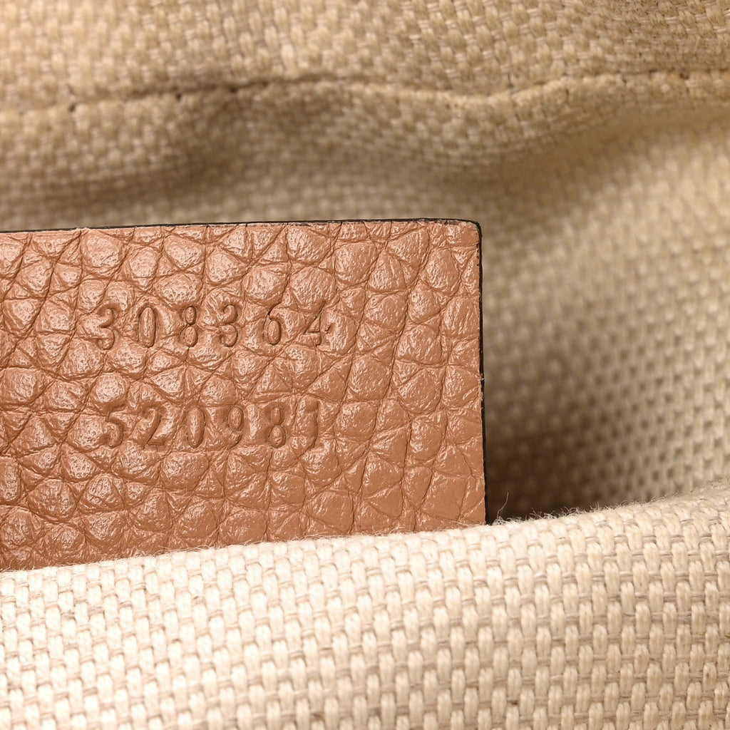 Gucci Pebbled Calfskin Small Soho Disco Bag Camelia