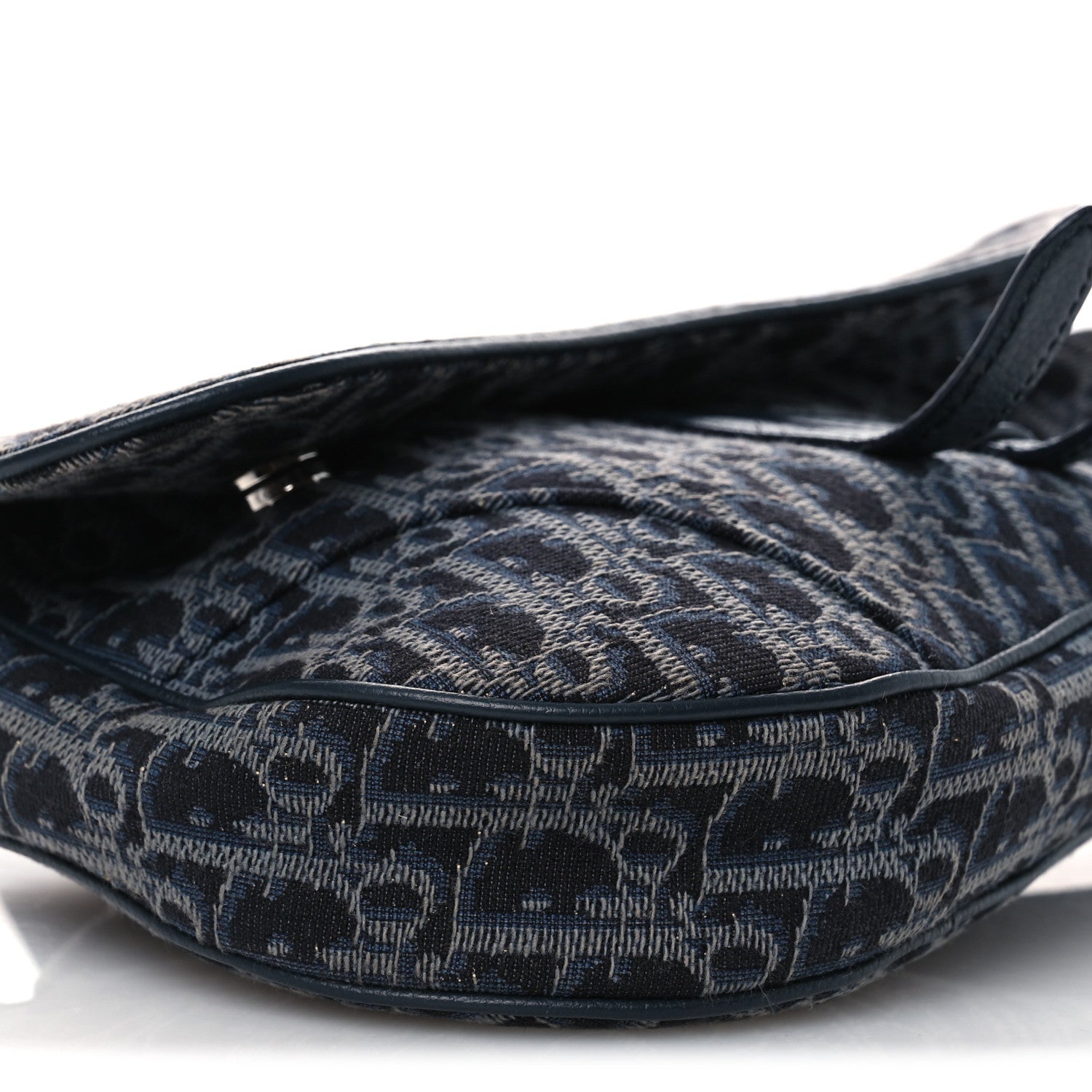 Christian Dior Oblique Mens Saddle Bag Black Blue