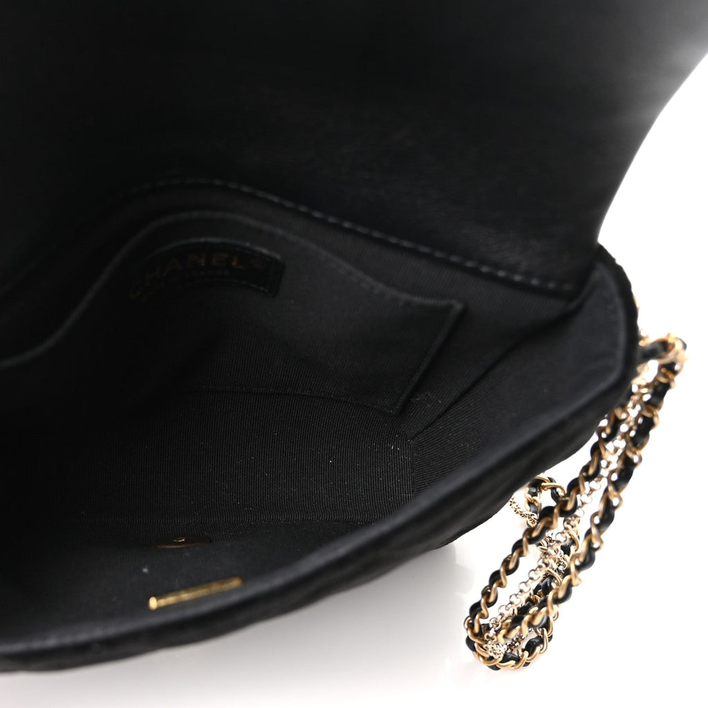 Chanel Velvet Quilted Crush On Chains Flap Bag Black