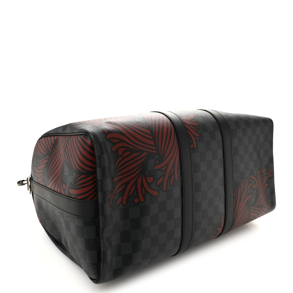 Louis Vuitton Damier Graphite Rope Keepall Bandouliere 45 Red