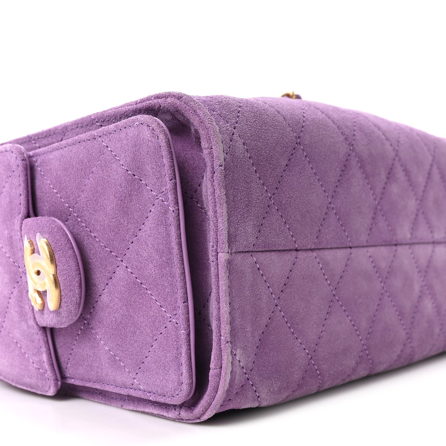Chanel Suede Quilted Mini Chanel 25 Handbag Purple