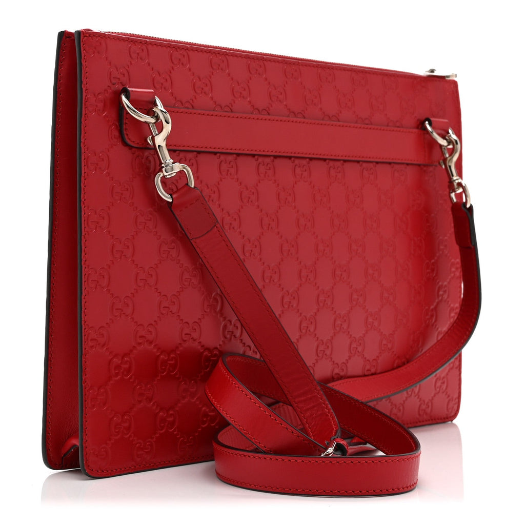 Gucci Guccissima Signature Messenger Bag Hibiscus Red