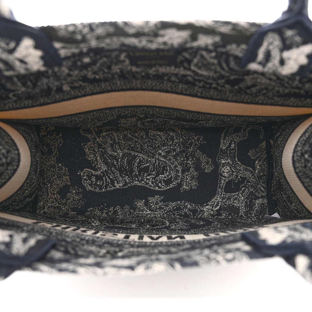 Christian Dior Canvas Embroidered Medium Toile De Jouy Reverse Book Tote Blue