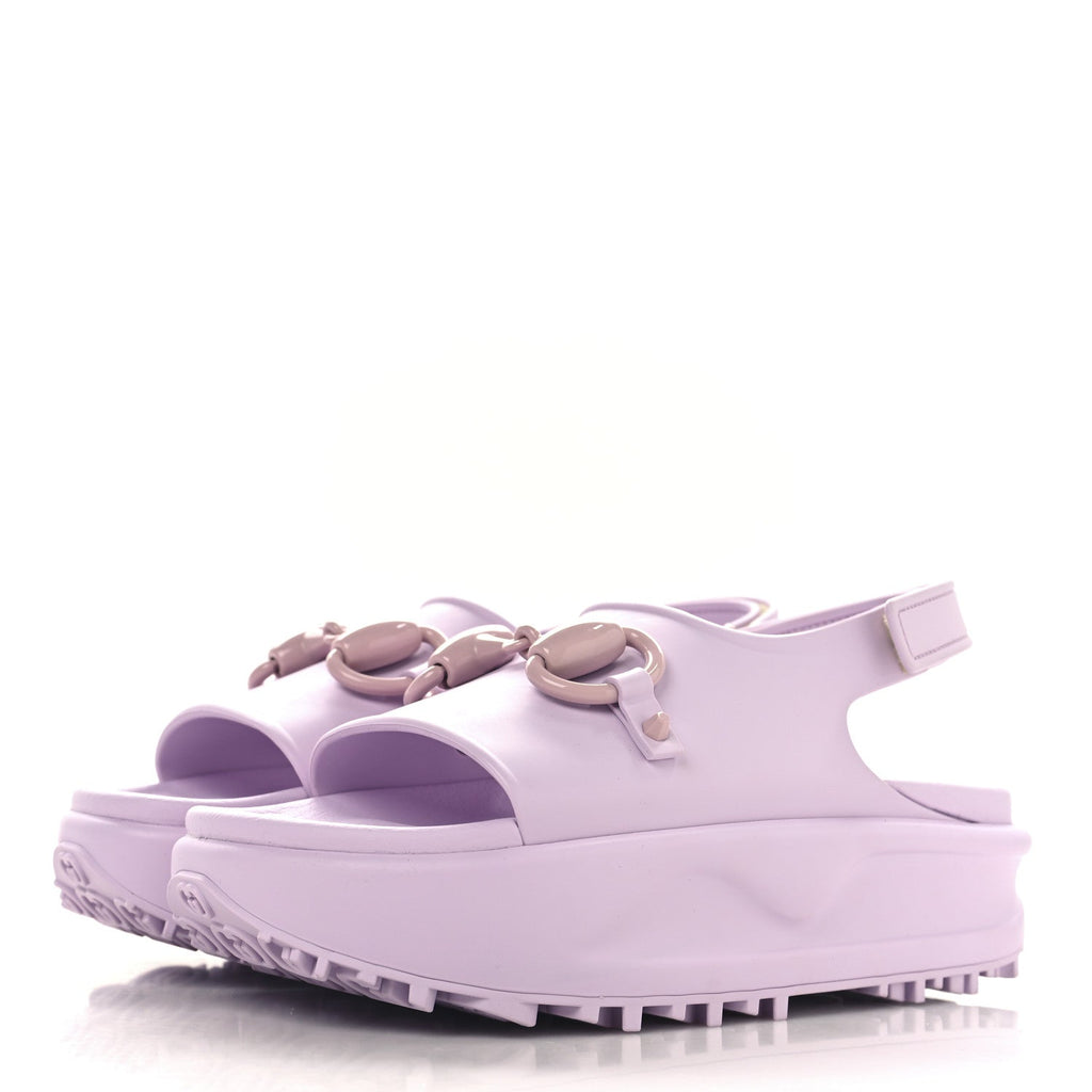 Gucci Soft Rubber Horsebit Touch Womens Strapped Sandals 36 Talc Pink