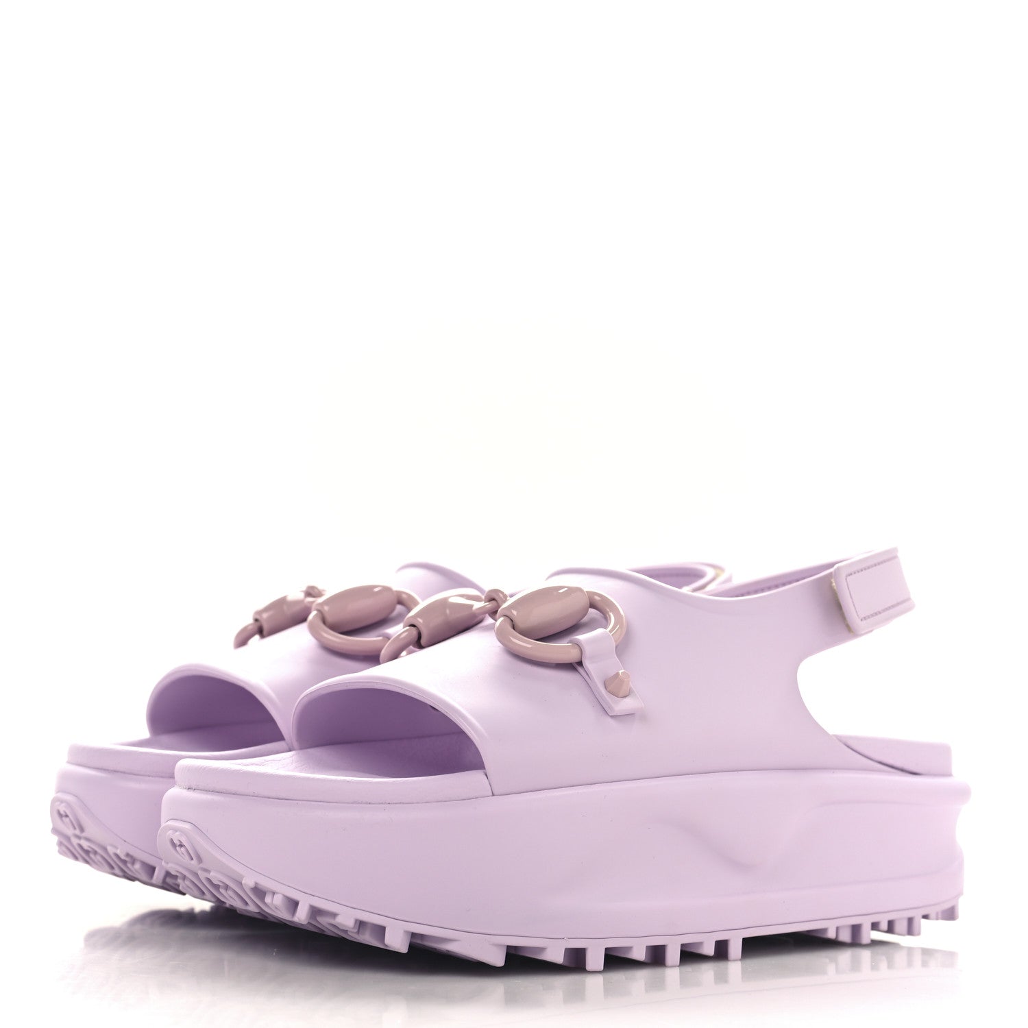 Gucci Soft Rubber Horsebit Touch Womens Strapped Sandals 36 Talc Pink