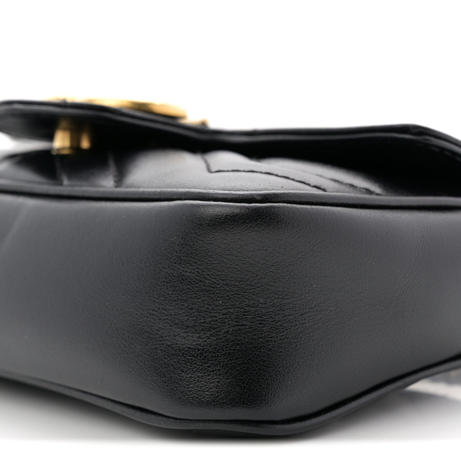 Gucci Calfskin Matelasse Super Mini GG Marmont Shoulder Bag Black