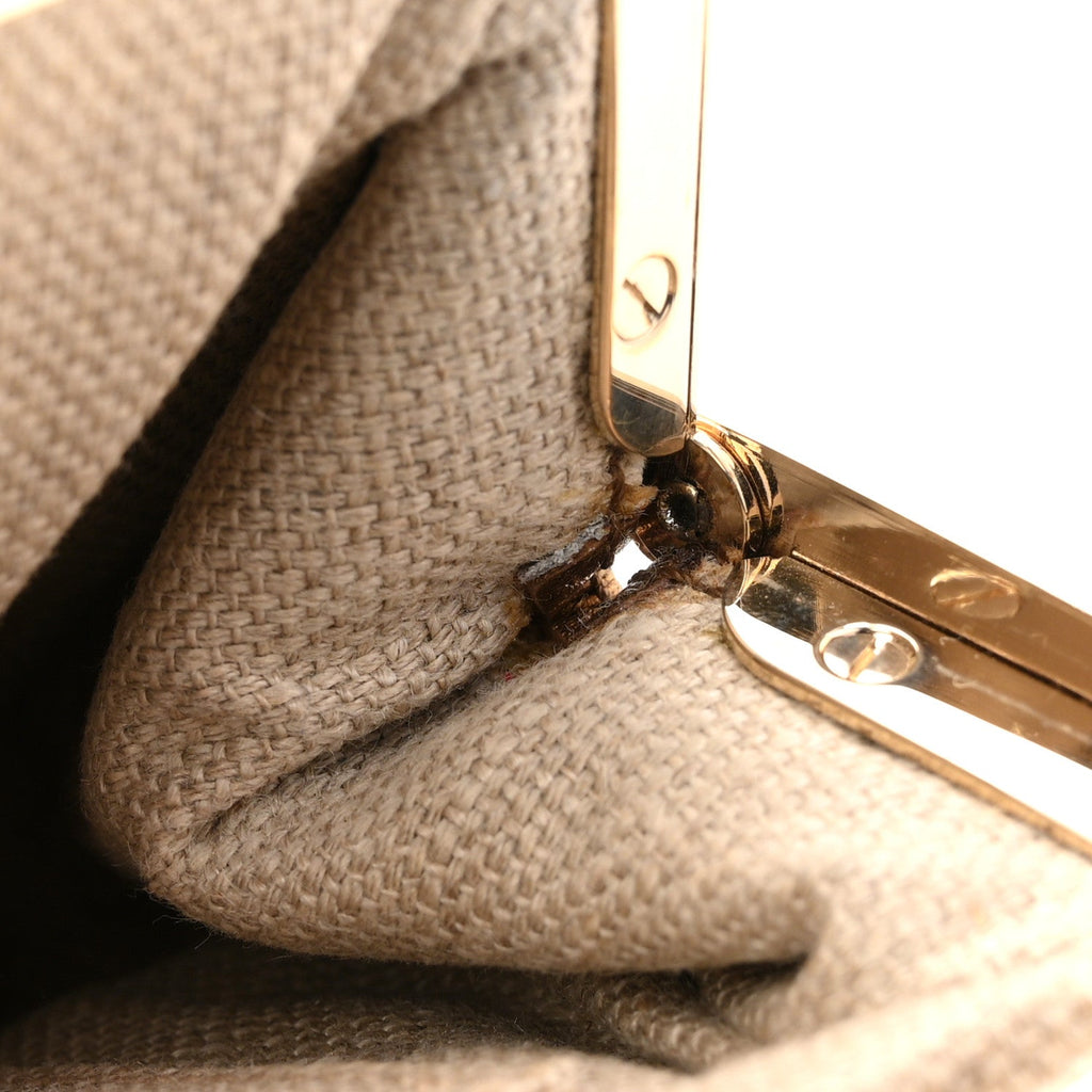 Gucci Metallic Grained Calfskin Crystal Frame Evening Bag Bronze