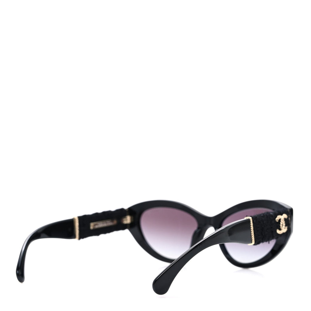 Acetate Tweed Wool CC Chain Sunglasses 5513 Black