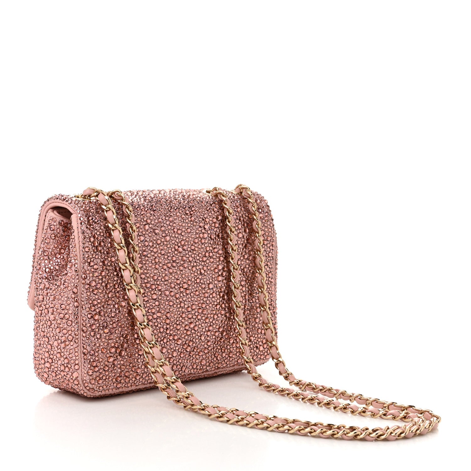 Chanel Lambskin Crystal Diamante Small Flap Light Pink