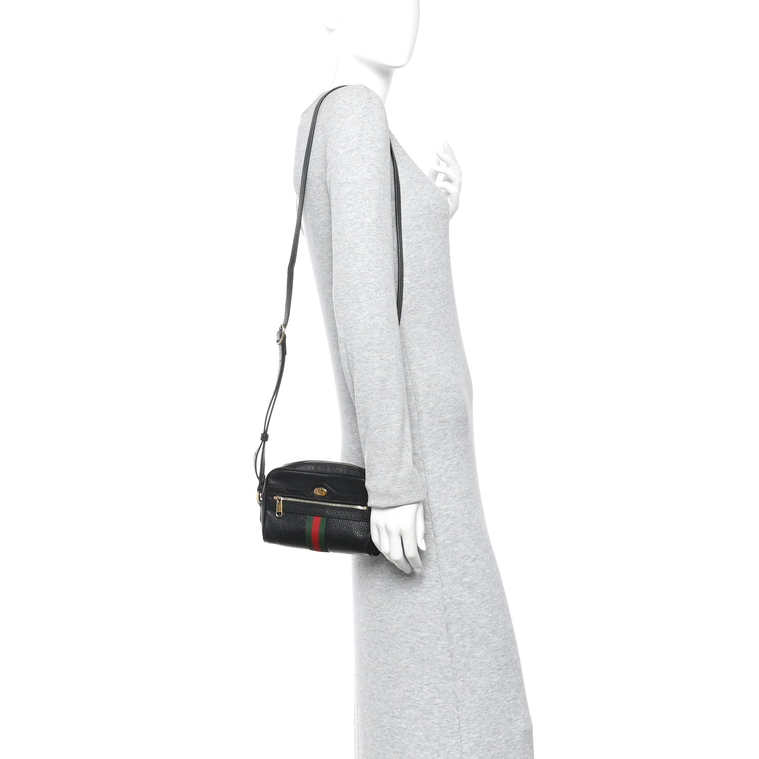 Gucci Calfskin Web Mini Ophidia Shoulder Bag Black