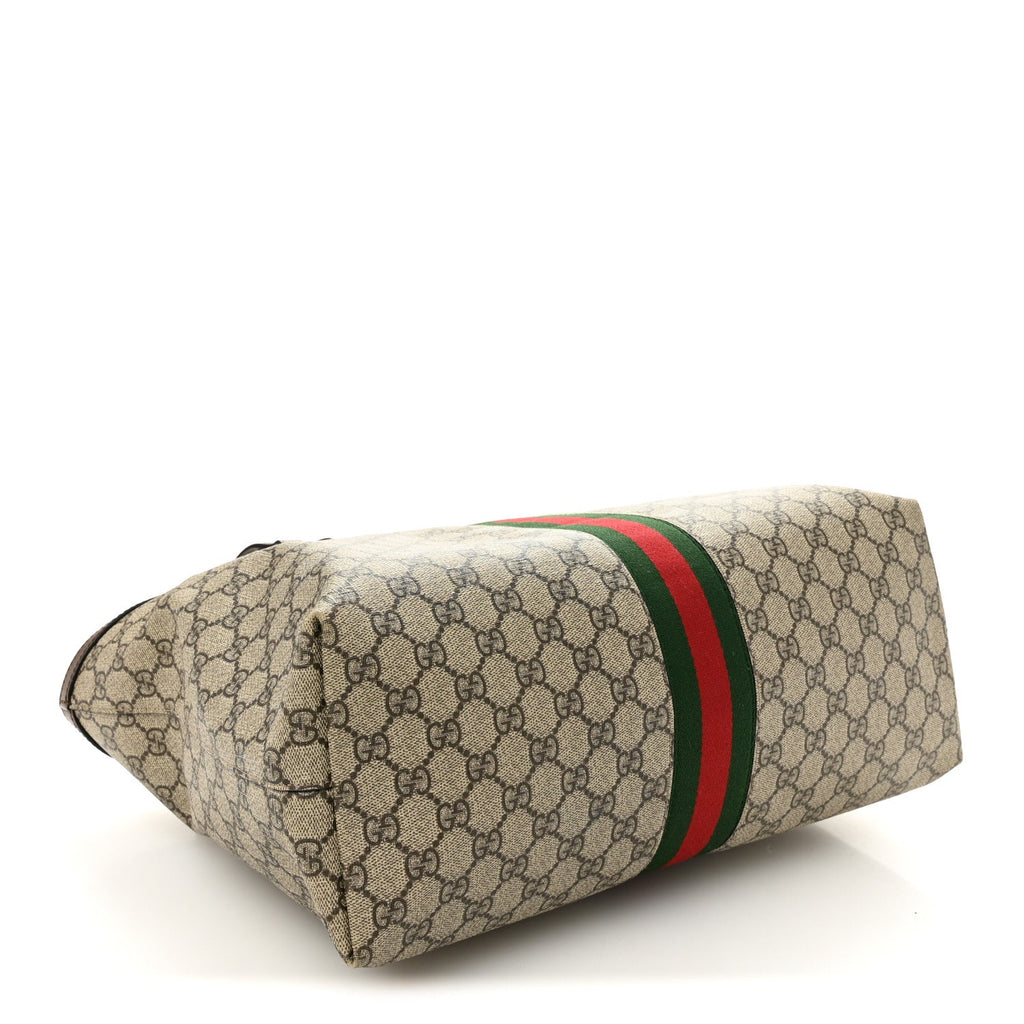 Gucci GG Supreme Monogram Medium Ophidia Shopping Tote Brown